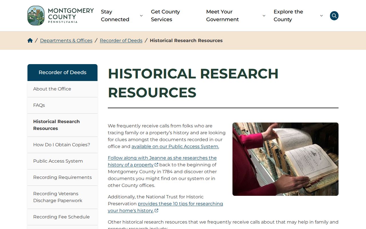 Norristown previous residents house-history research resources from the Montgomery County Recorder